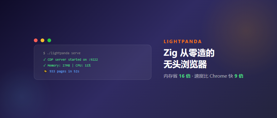 123MB内存跑933个页面，比Chrome快9倍，这个Zig写的浏览器太狠了