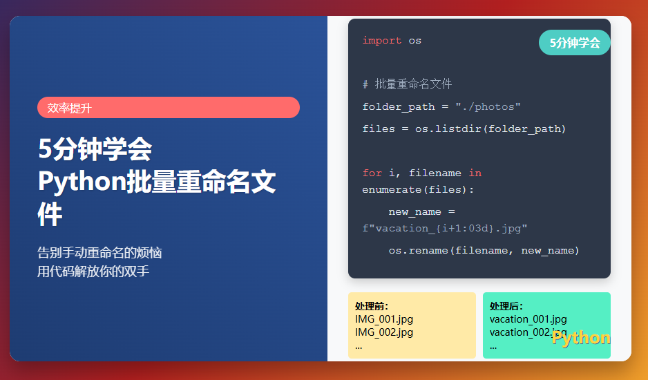 5分钟用Python批量重命名文件