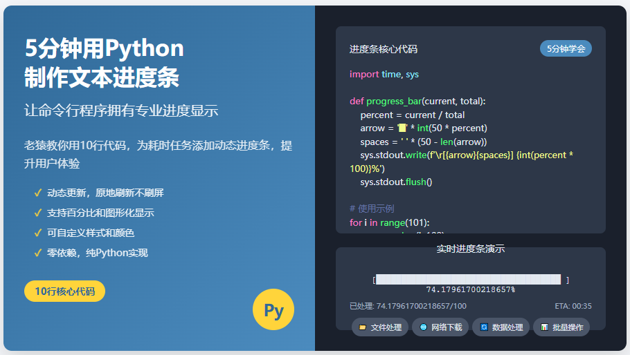 5 分钟用 Python 制作简单的文本进度条
