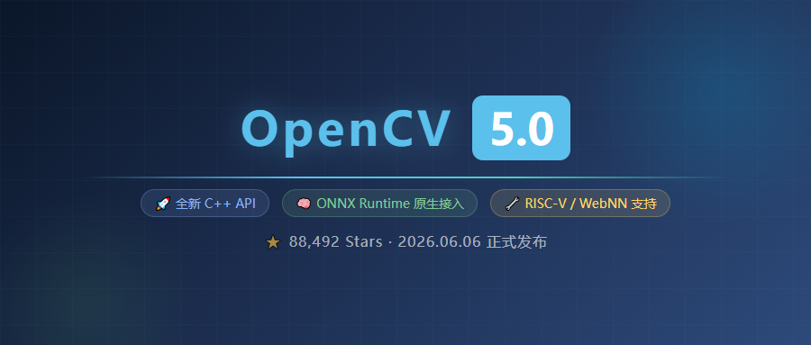 近9万Star！25年老牌CV库发布5.0，OpenCV这波更新太狠了