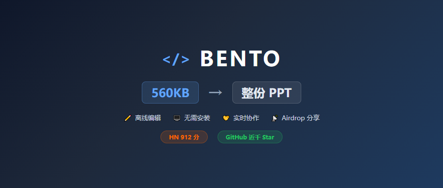 近千 Star！560KB 塞进整个 PowerPoint，无需安装离线可协作，这个 HTML 太狠了